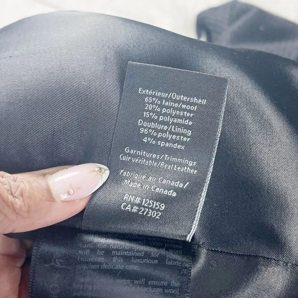 Mackage Wool and Leather Button Down Black Coat‎ Jacket Size Large - Picture 5 of 6